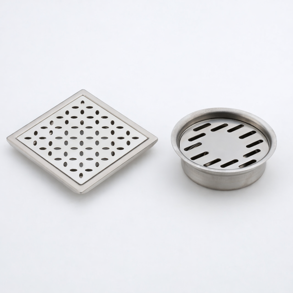 Qeyra Floor Drain | Premium 304 Grade Stainless Steel | Drain Jali Square | Square Drain Cover | Square Jali for Bathroom | Waste Water Drainer | Floor Drainer | Pack of 1 | (Satin Finish)