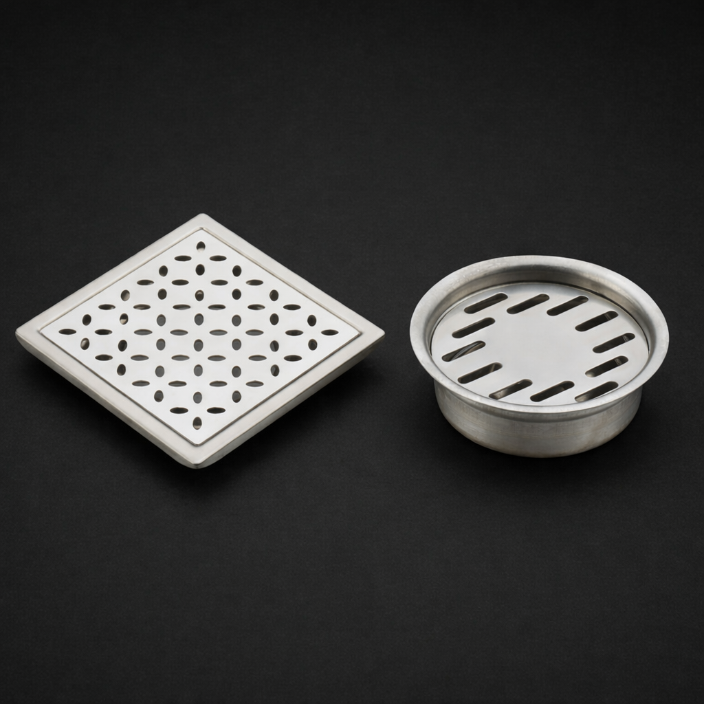 Qeyra Floor Drain | Premium 304 Grade Stainless Steel | Drain Jali Square | Square Drain Cover | Square Jali for Bathroom | Waste Water Drainer | Floor Drainer | Pack of 1 | (Satin Finish)