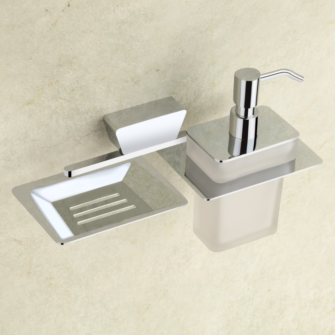 Qeyra Dazzle Full Brass 2in1 Soap Dish with Liquid soap Dispenser /Soap Stand//Bathroom Accessories