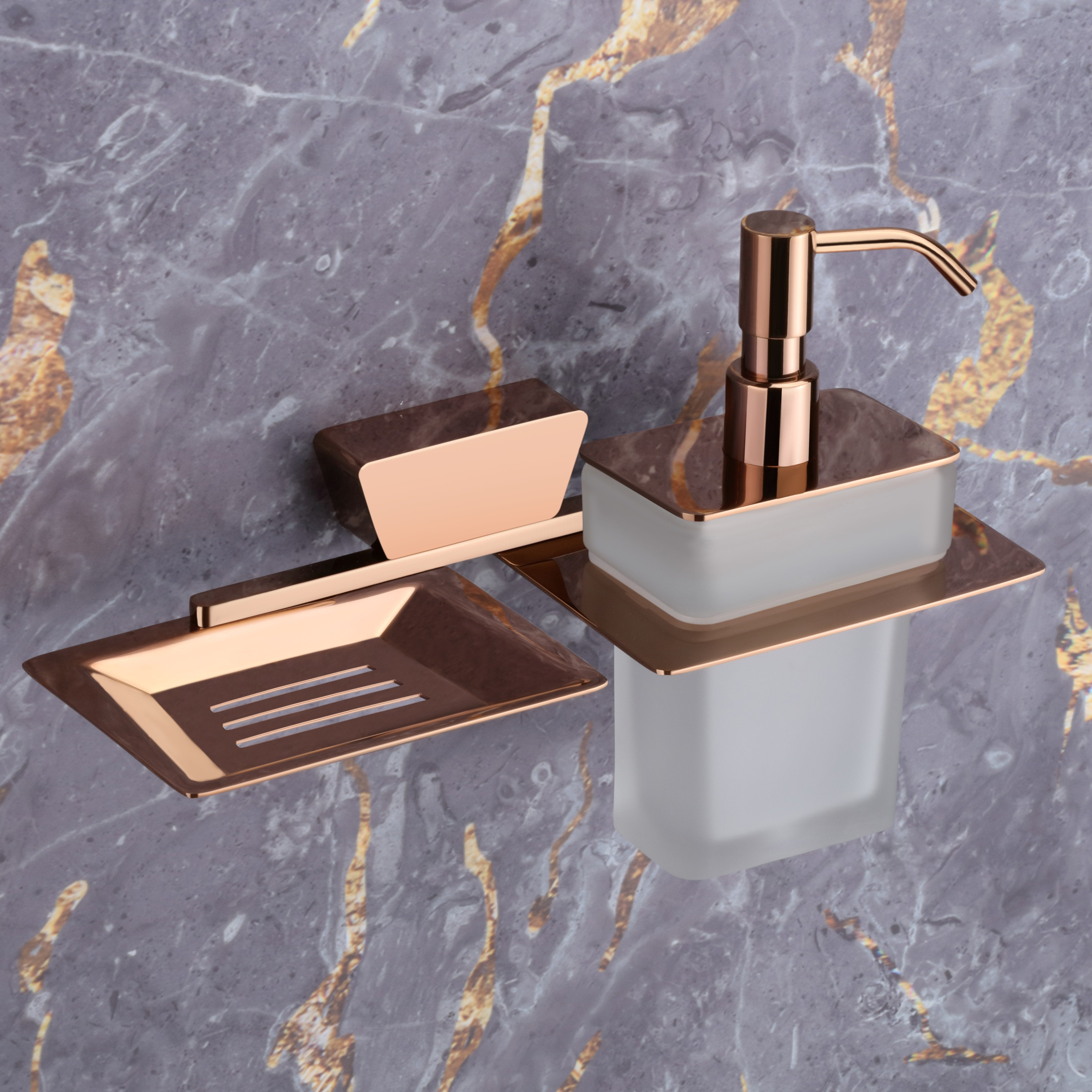 Qeyra Dazzle Full Brass 2in1 Soap Dish with Liquid soap Dispenser /Soap Stand//Bathroom Accessories