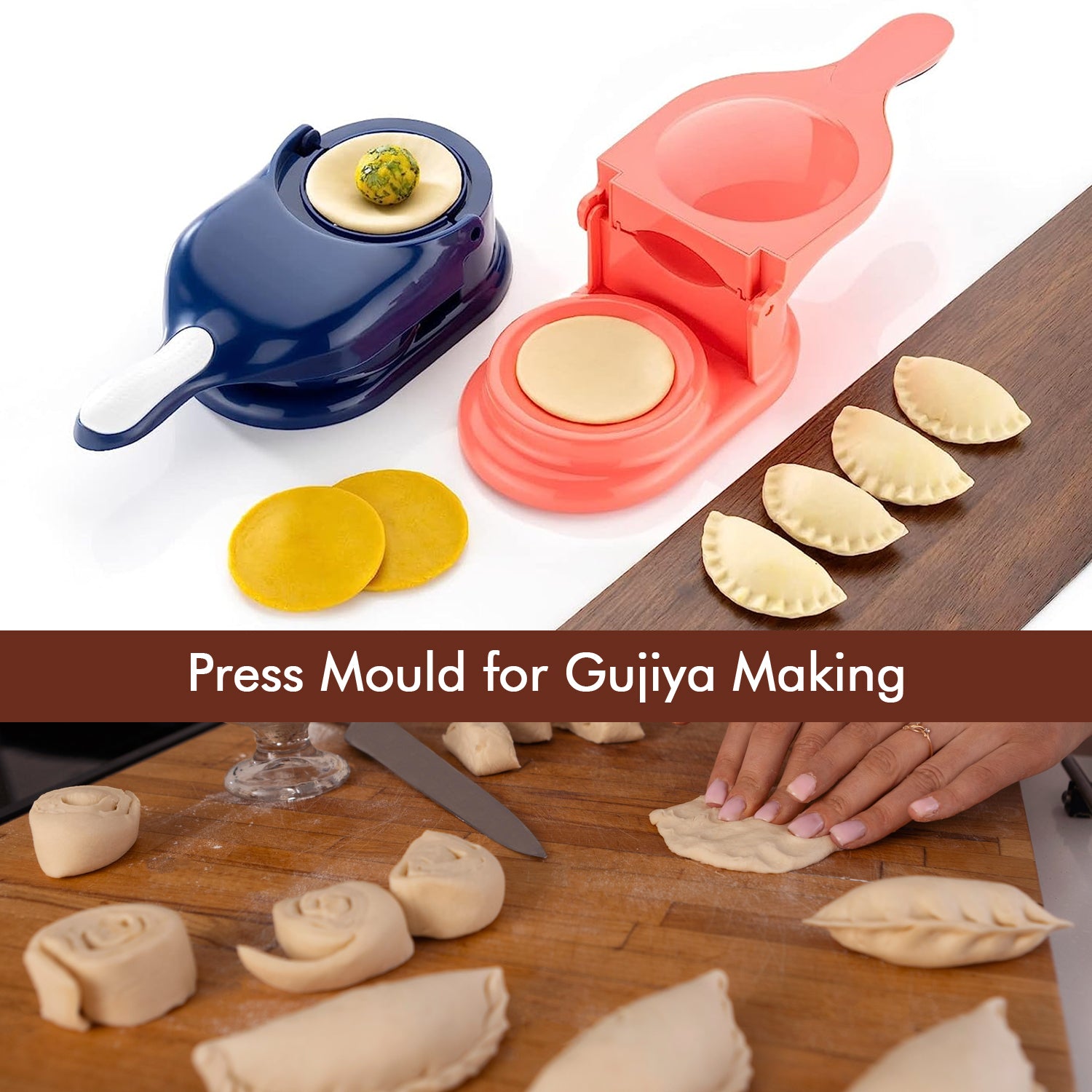 Dumpling Skin Press Mould For Gujiya Ghughra Momos Making 2 In 1 Dumpling Maker Mould Machine Kitchen Dumpling