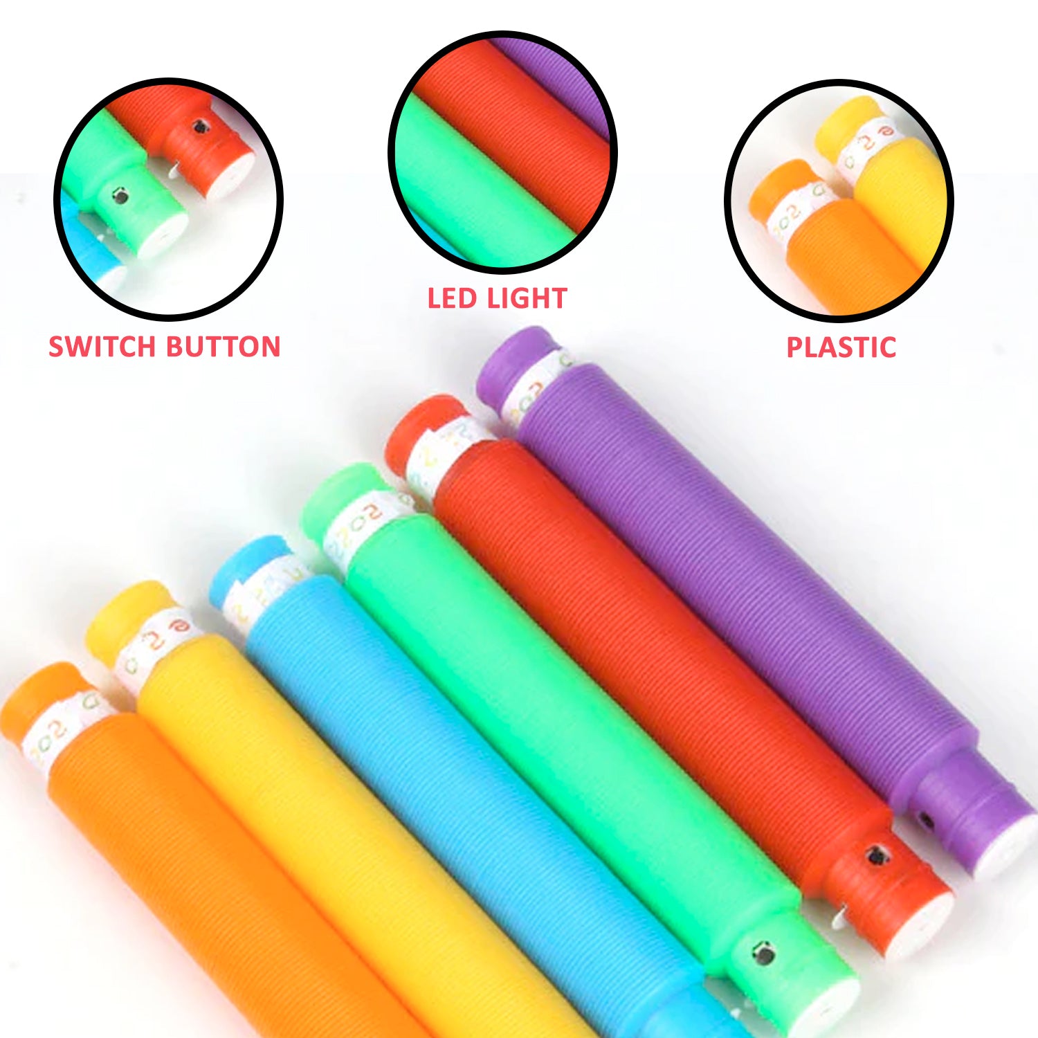 8055 Mini Pop Tubes Colourful Tubes Sensory Toys Stretch Pipe Toy Fidget Tube Toys Pull Tubes Fidget Toys Sensory Stretch Tubes Fun Tubes For Autism Children Kids Adult Reduce Anxiety (Pack Of 12)