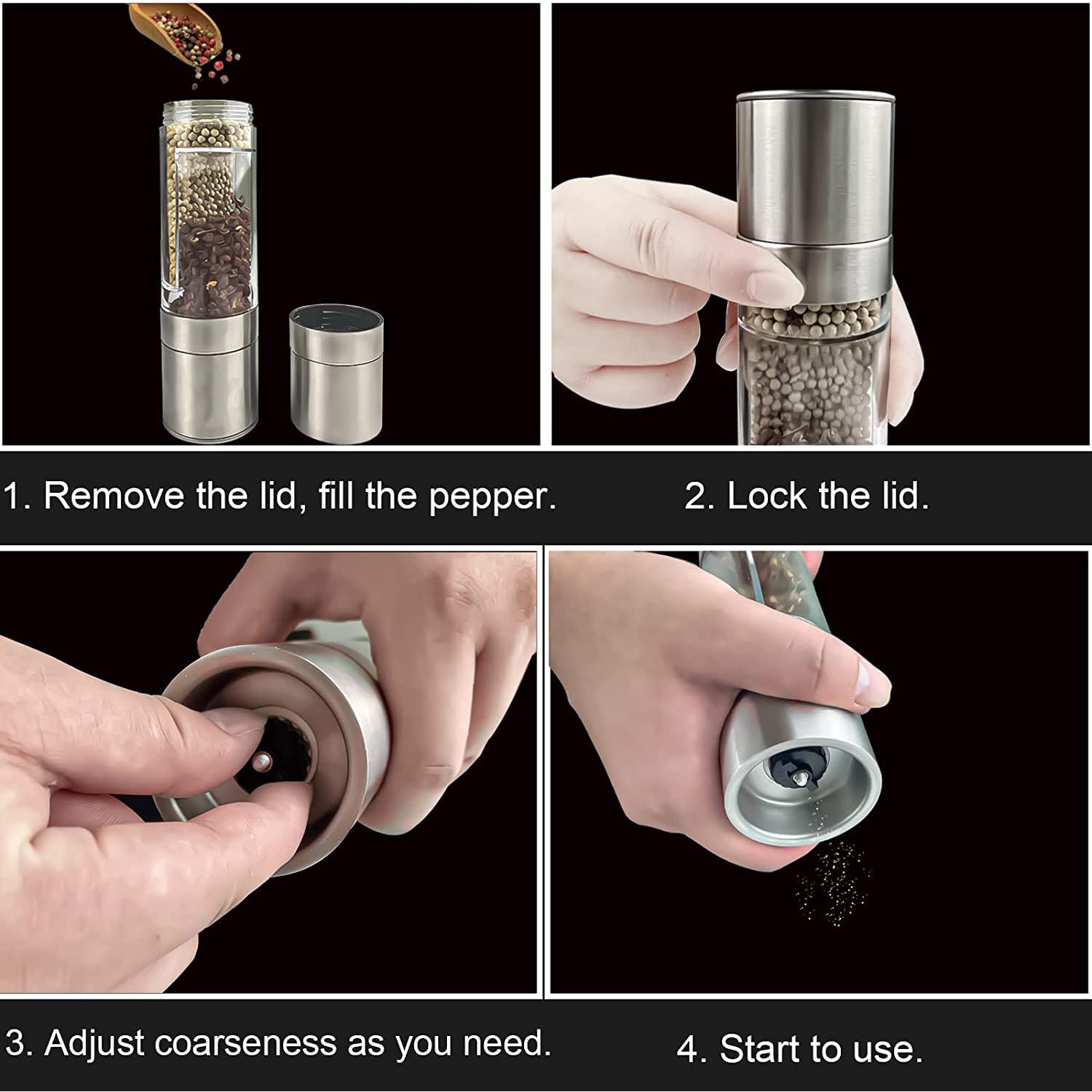 2-in-1 Stainless Steel Salt And Pepper Grinder