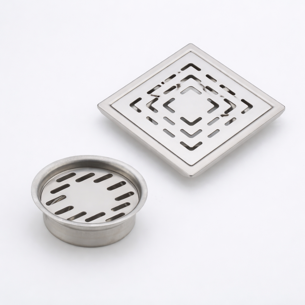 Qeyra Floor Drain | Premium 304 Grade Stainless Steel | Drain Jali Square | Square Drain Cover | Square Jali for Bathroom | Waste Water Drainer | Floor Drainer | Pack of 1 | (Satin Finish)