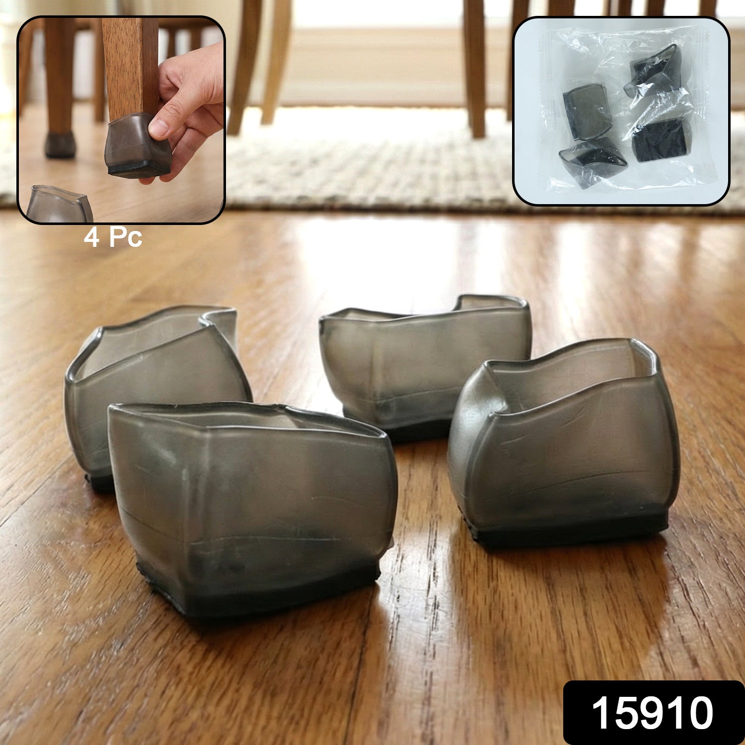 Silicone Furniture Leg Pads  Chair Foot Covers (4 Pc Set)