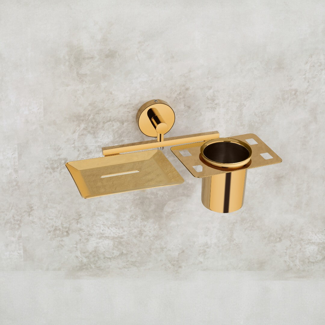 Qeyra Shine Stainless Steel 304 Grade 2in1 Soap Dish with Tooth brush Holder/Soap Stand/Tumbler Holder/Bathroom Accessories