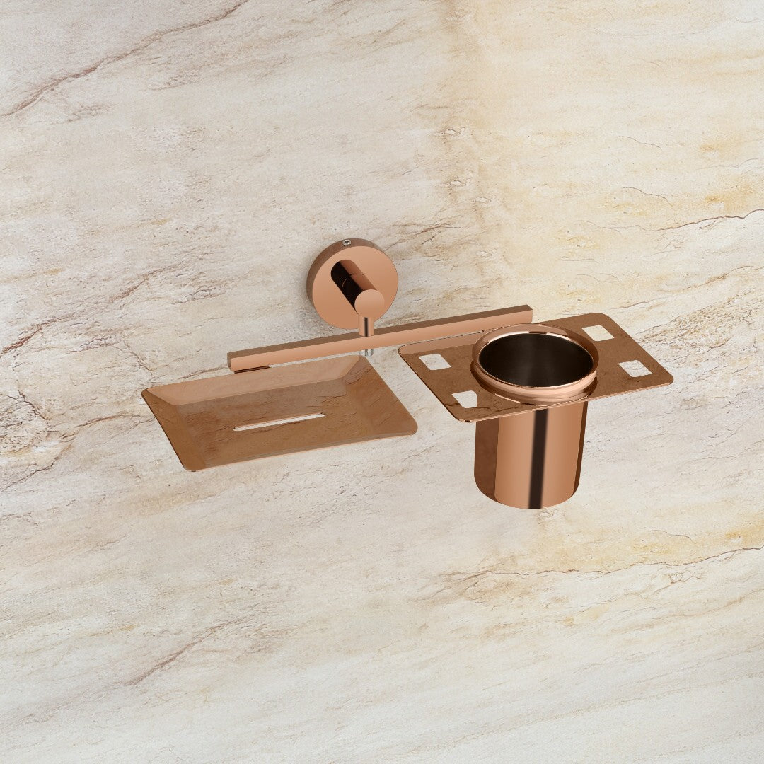 Qeyra Shine Stainless Steel 304 Grade 2in1 Soap Dish with Tooth brush Holder/Soap Stand/Tumbler Holder/Bathroom Accessories