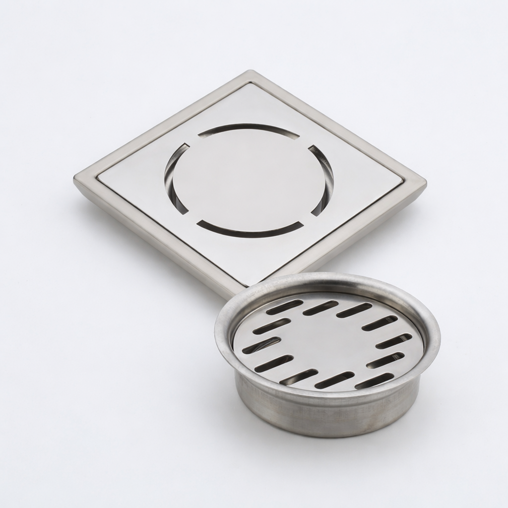 Qeyra Floor Drain | Premium 304 Grade Stainless Steel | Drain Jali Square | Square Drain Cover | Square Jali for Bathroom | Waste Water Drainer | Floor Drainer | Pack of 1 | (Satin Finish)