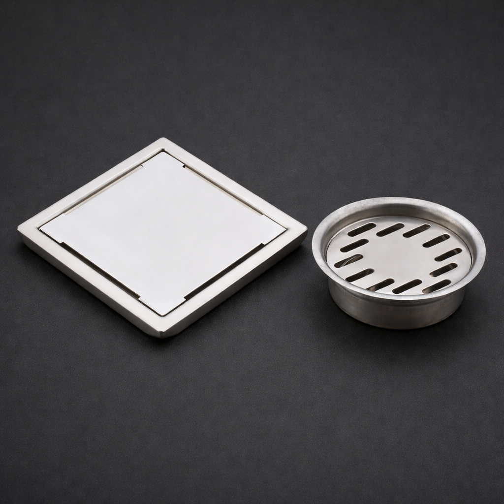 Qeyra Floor Drain | Premium 304 Grade Stainless Steel | Drain Jali Square | Square Drain Cover | Square Jali for Bathroom | Waste Water Drainer | Floor Drainer | Pack of 1 | (Satin Finish)