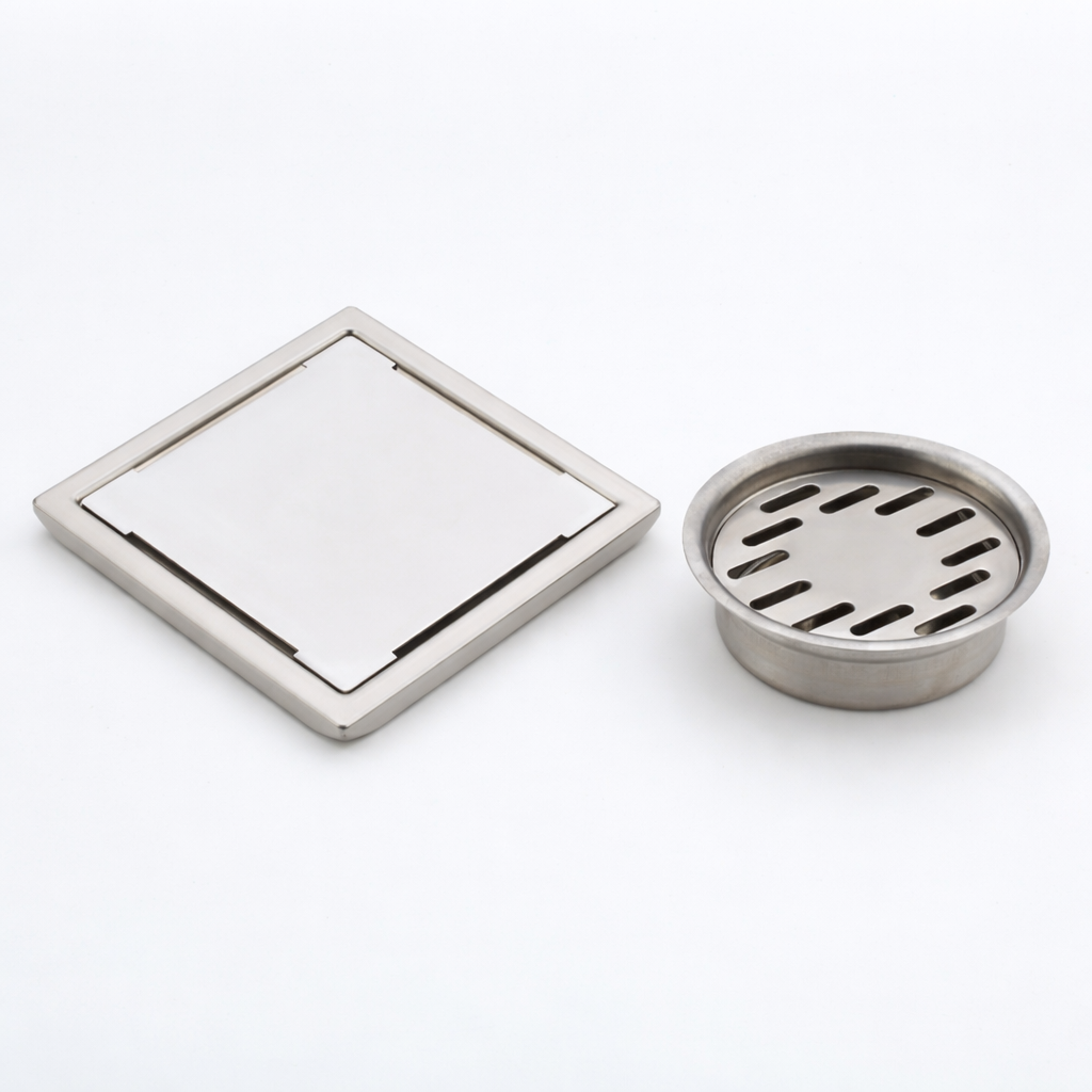 Qeyra Floor Drain | Premium 304 Grade Stainless Steel | Drain Jali Square | Square Drain Cover | Square Jali for Bathroom | Waste Water Drainer | Floor Drainer | Pack of 1 | (Satin Finish)