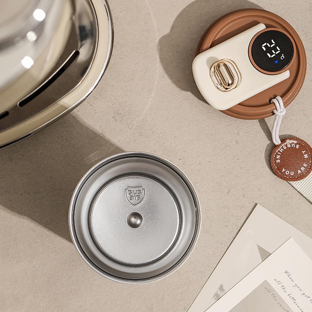 Qeyra Digital Display Insulated Travel Coffee Mug, 460ml/18oz 316 Stainless Steel Leak-Proof Thermos Cup with Lid – multiple Colour