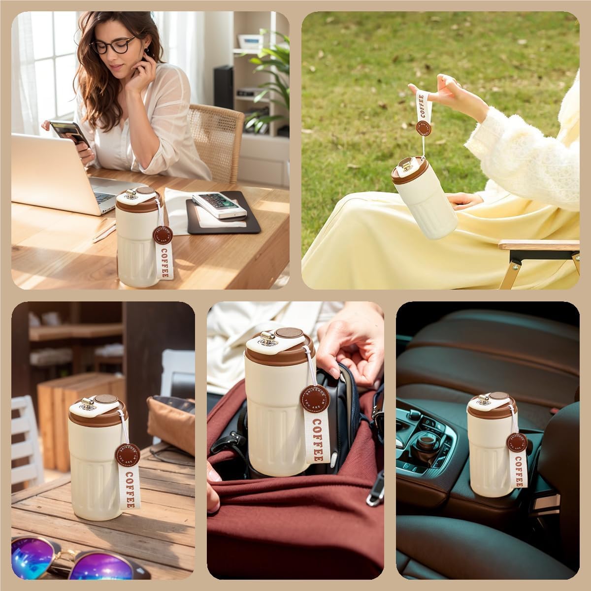 Qeyra Digital Display Insulated Travel Coffee Mug, 460ml/18oz 316 Stainless Steel Leak-Proof Thermos Cup with Lid – multiple Colour