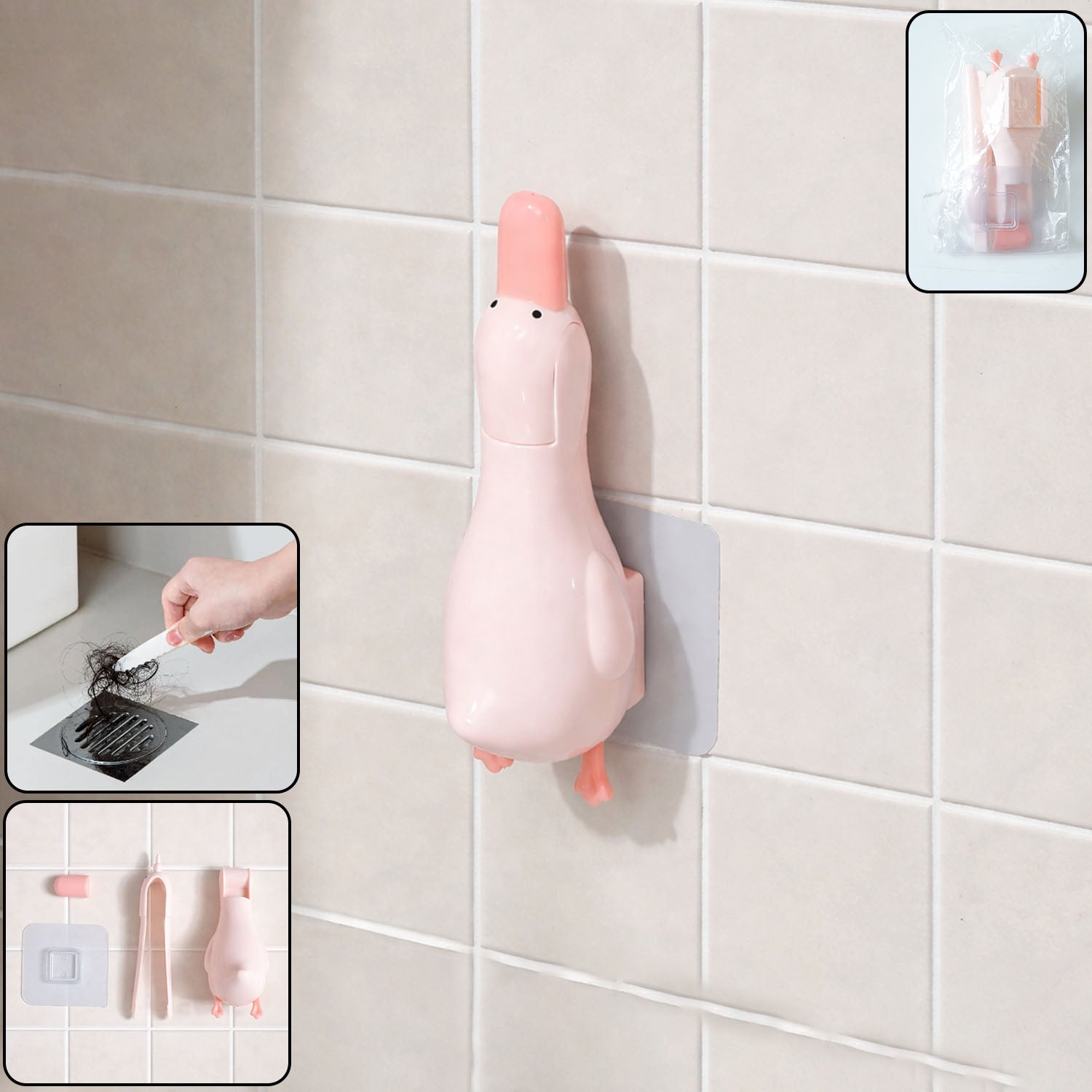 Duck Shape Bathroom Hair Catcher  Organizer (1 Pc)