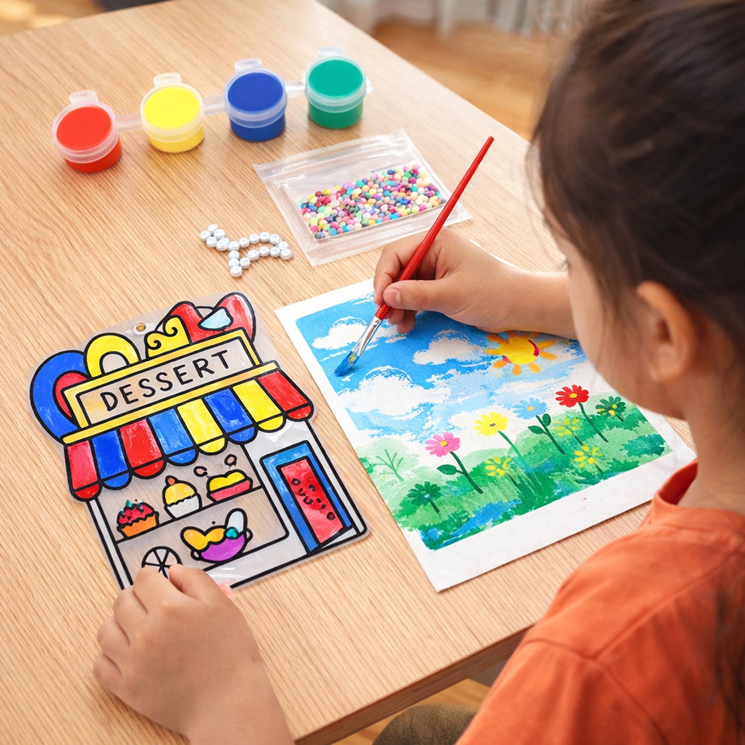 Kids Paint Coloring  Craft Activity Set With Beads (Mix Design 1 Set)