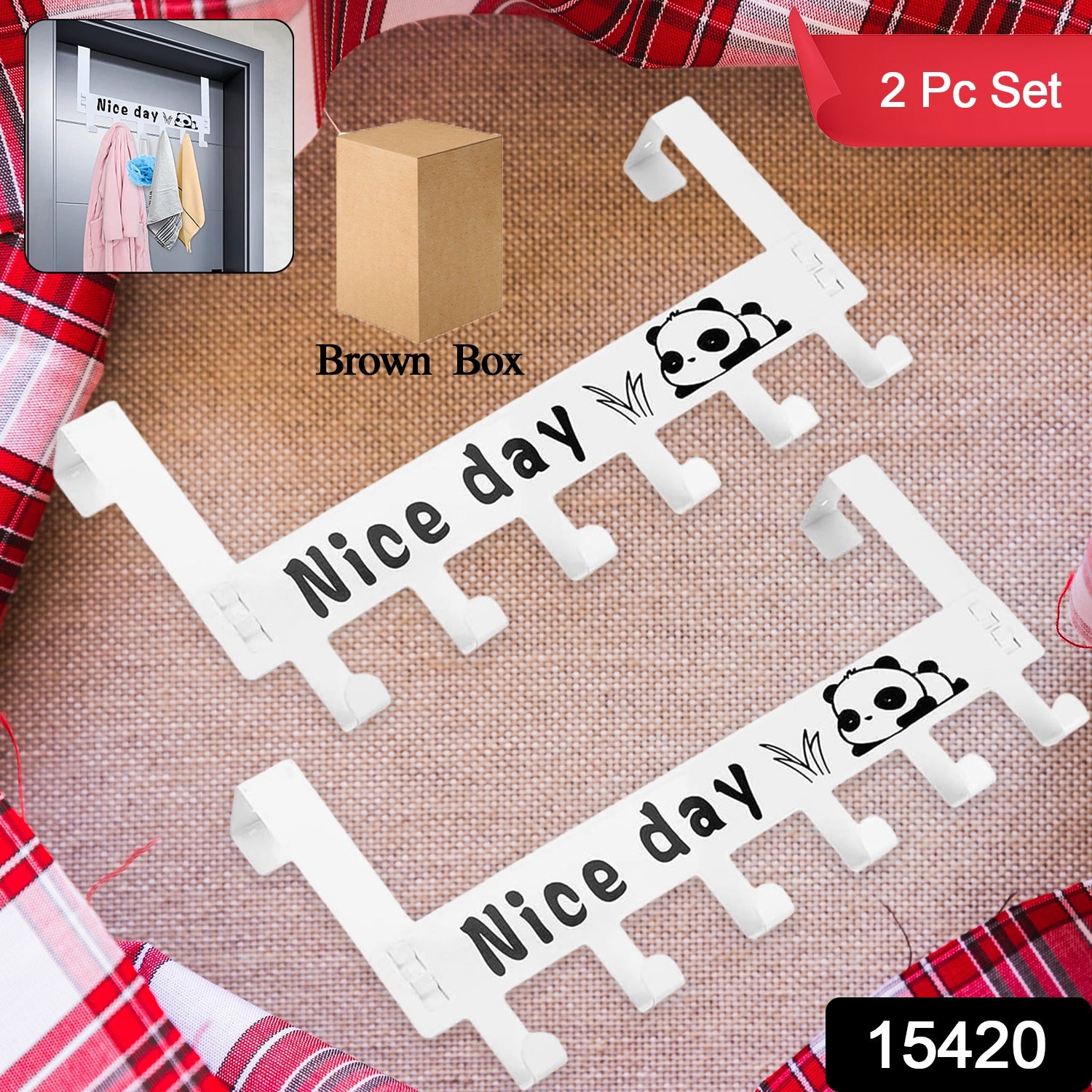 Heavy-duty Carbon Steel Door Hook Hanger Rack (2 Pc  6 Hook  White)