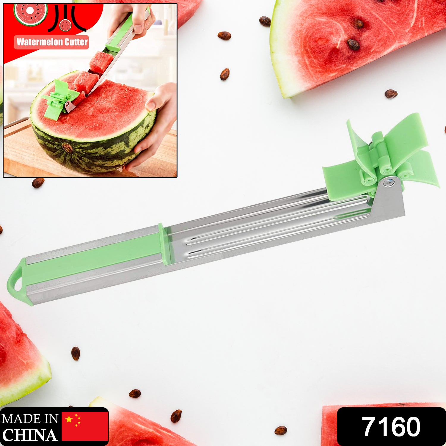 7160 Stainless Steel Washable Watermelon Cutter Windmill Slicer Cutter Peeler For Homesmart Kitchen Tool Easy To Use