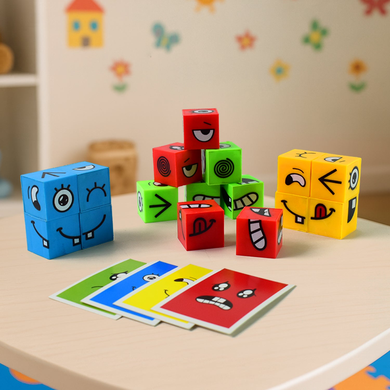 Educational Face Expression Changing Puzzle Cube Toy Set