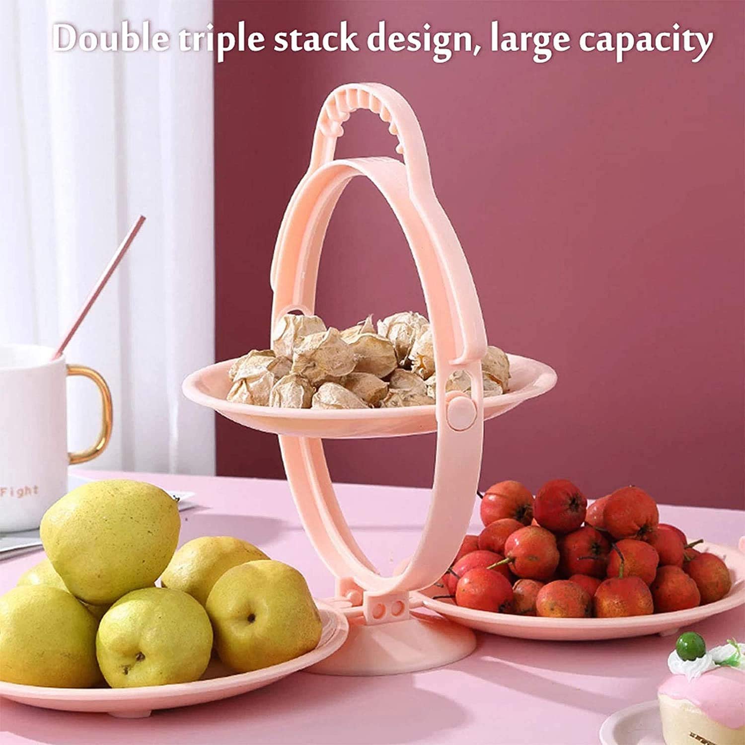 3-layer Foldable Multi-purpose Snack Fruit  Dessert Serving Stand (1 Pc)