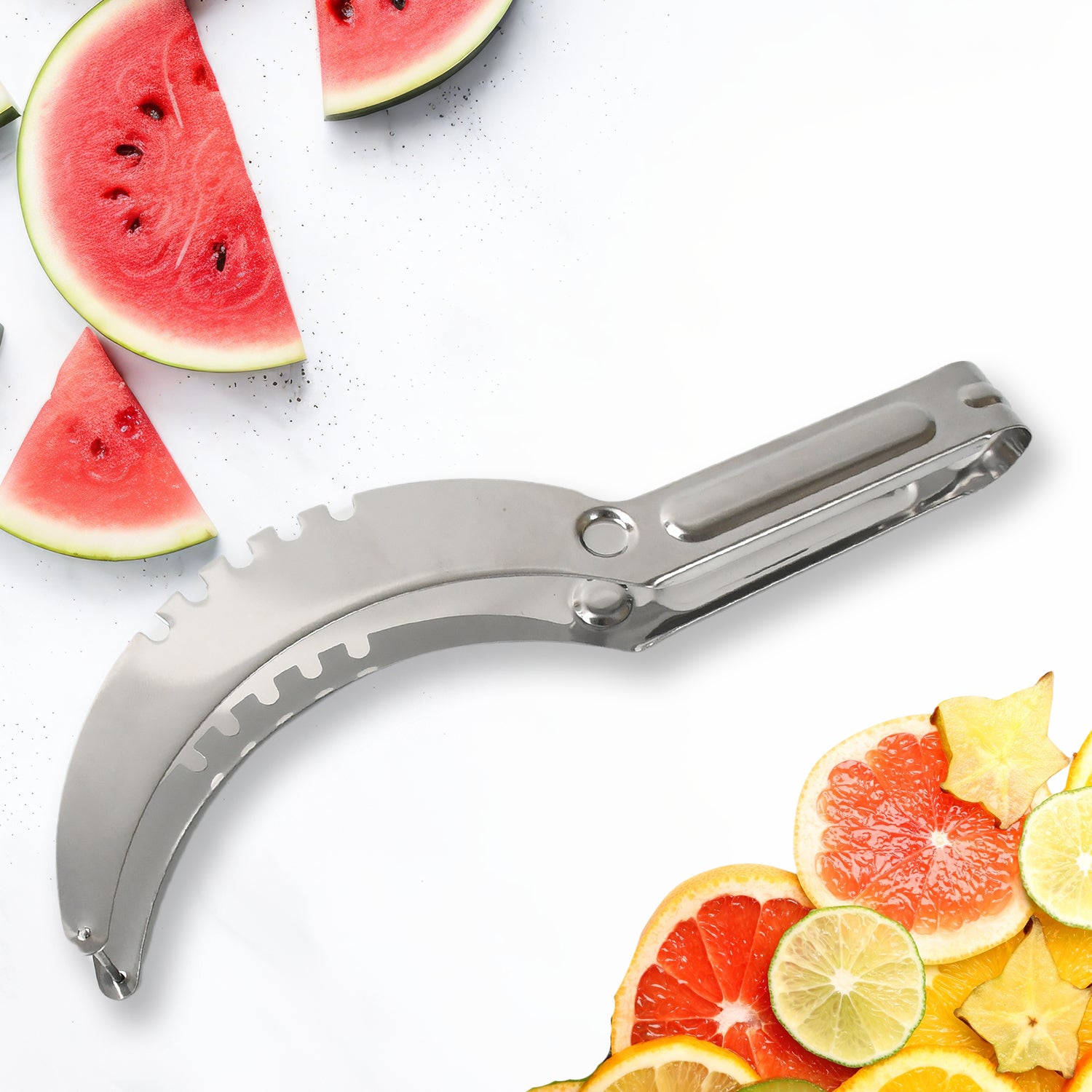 3in1 Stainless Steel Watermelon Cantaloupe Slicer Knife Corer Fruit Vegetable Tools Kitchen (1 Pc)