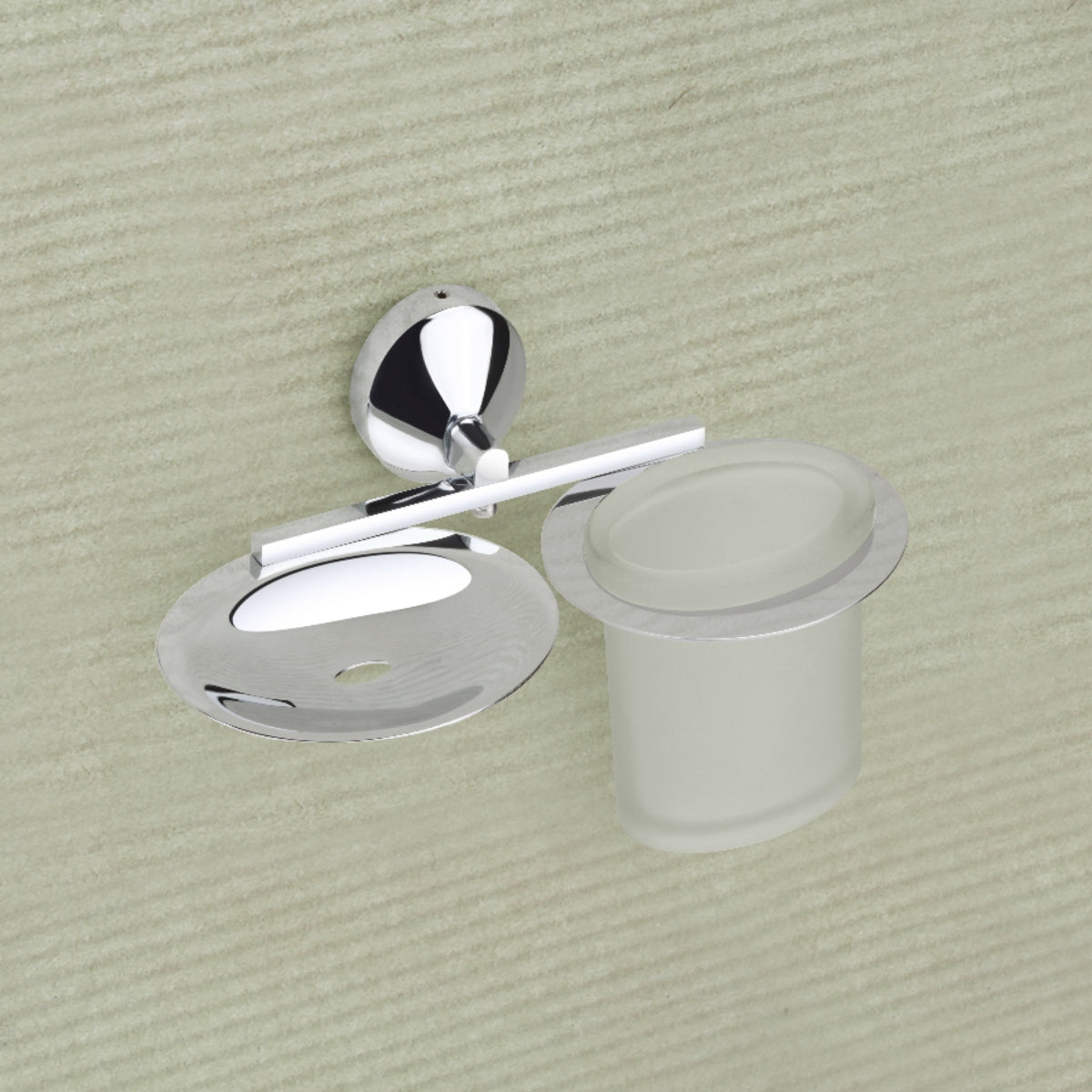 Qeyra Saffron Stainless Steel 304 Grade 2in1 Soap Dish with Tooth brush Holder/Soap Stand/Tumbler Holder/Bathroom Accessories - Chrome Plating