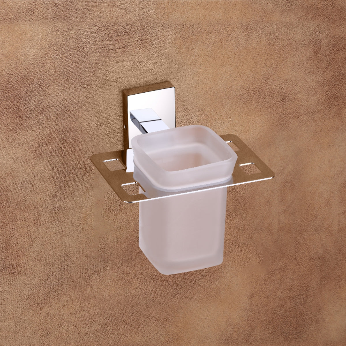 Qeyra Square 304 Grade Stainless Steel Tooth Brush Holder for Bathroom/Tumbler Holder Stand/Bathroom Accessories - (Chrome Plating)