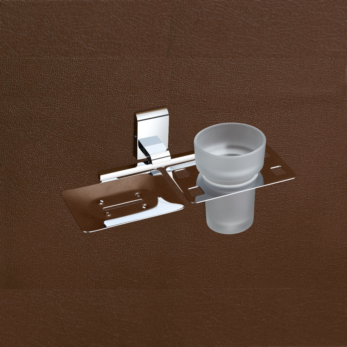 Qeyra Royal Stainless Steel 304 Grade 2in1 Soap Dish with Tooth brush Holder/Soap Stand/Tumbler Holder/Bathroom Accessories - Chrome Plating