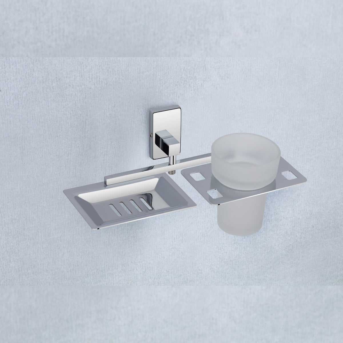 Qeyra bloom Stainless Steel 304 Grade 2in1 Soap Dish with Tooth brush Holder/Soap Stand/Tumbler Holder/Bathroom Accessories - Chrome Plating