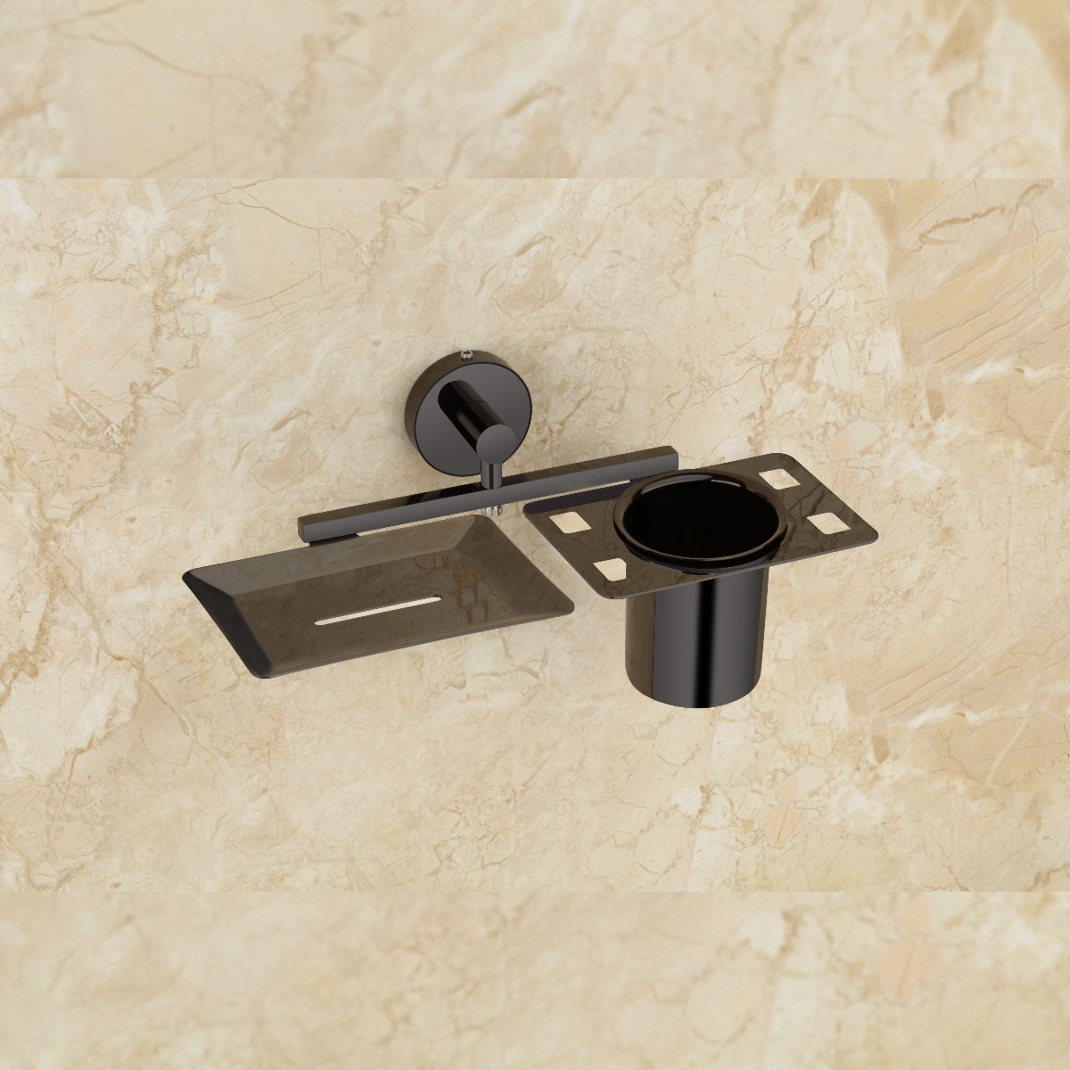 Qeyra Shine Stainless Steel 304 Grade 2in1 Soap Dish with Tooth brush Holder/Soap Stand/Tumbler Holder/Bathroom Accessories