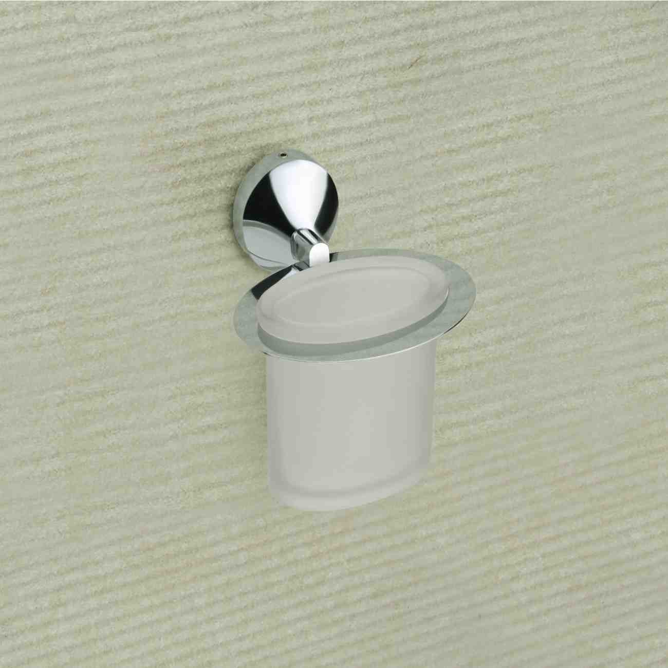 Qeyra Saffron 304 Grade Stainless Steel Tooth Brush Holder for Bathroom/Tumbler Holder Stand/Bathroom Accessories - (Chrome Plating)