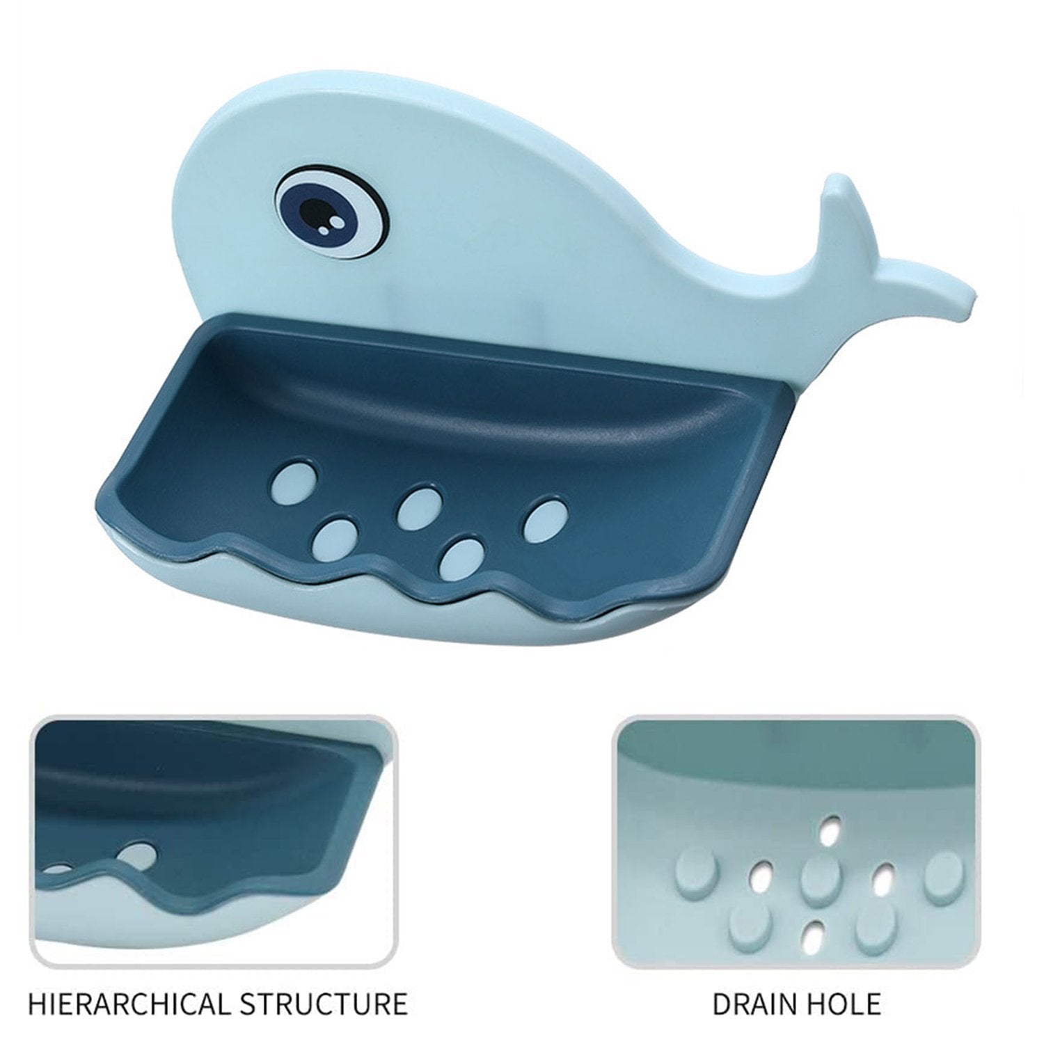 Fish Shape Soap Dish Adhesive Waterproof Wall Mounted Bar Soap Dish Holder  (Pack Of 2pc)