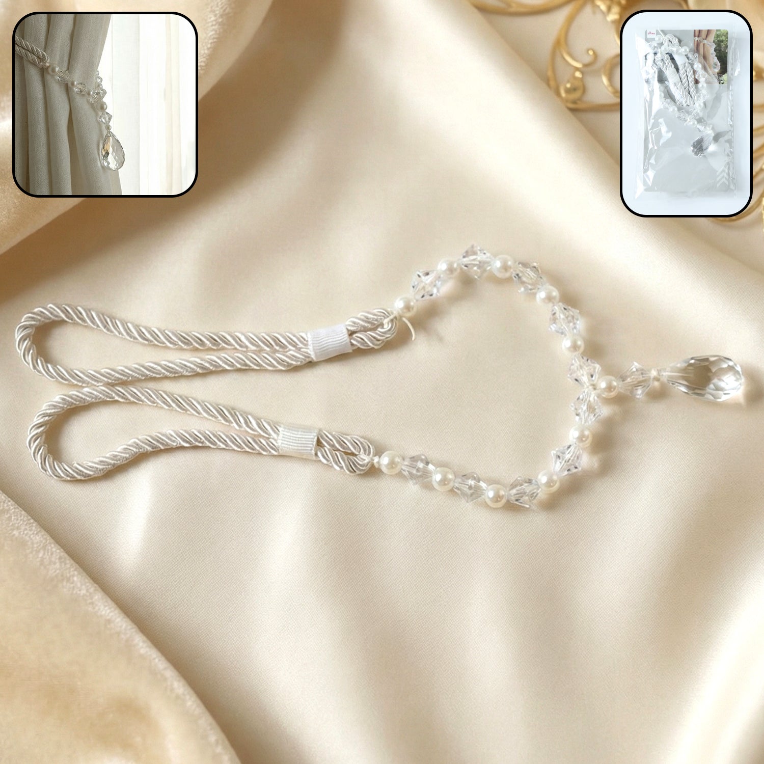 Luxury Crystal Beaded Curtain Tieback (1 Pc)
